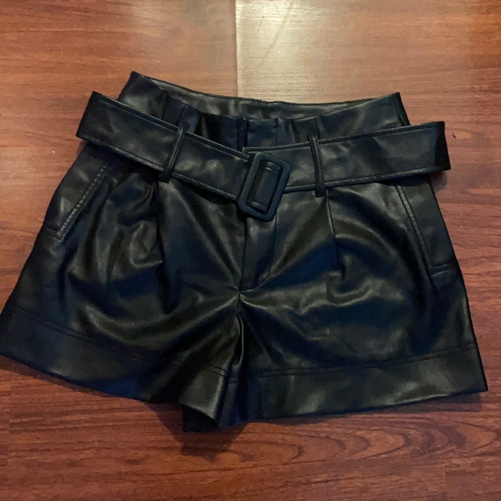 Zara leather shorts